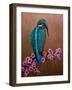 Kingfisher and blossoms, 2021 (oil on canvas)-Lee Campbell-Framed Giclee Print