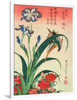 Kingfisher, Iris and Pinks, Pub. by Nishimura Eijudo, C.1832, One of a Set of Ten Prints-Katsushika Hokusai-Framed Giclee Print