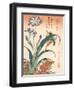 Kingfisher, Irises and Pinks (Colour Woodblock Print)-Katsushika Hokusai-Framed Premium Giclee Print