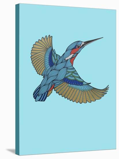 Kingfisher-Drawpaint Illustration-Stretched Canvas