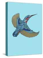 Kingfisher-Drawpaint Illustration-Stretched Canvas