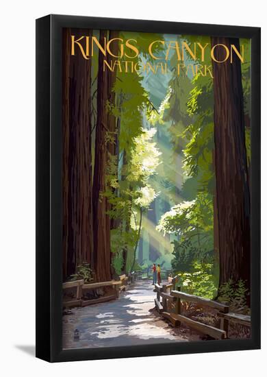 Kings Canyon National Park, California - Pathway and Hikers-null-Framed Poster