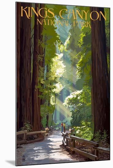 Kings Canyon National Park, California - Pathway and Hikers-Lantern Press-Mounted Art Print