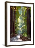 Kings Canyon National Park, California - Pathway and Hikers-Lantern Press-Framed Art Print