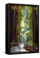 Kings Canyon National Park, California - Pathway and Hikers-Lantern Press-Framed Stretched Canvas