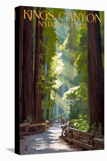 Kings Canyon National Park, California - Pathway and Hikers-Lantern Press-Stretched Canvas