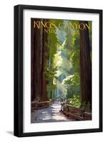 Kings Canyon National Park, California - Pathway and Hikers-Lantern Press-Framed Art Print