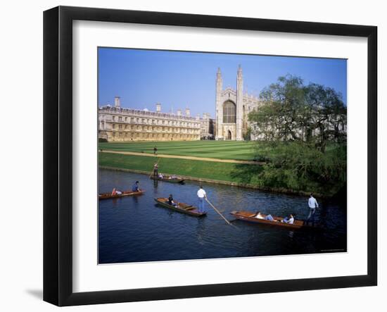 Kings College Chapel and Punts on the Backs, Cambridge, Cambridgeshire, England-David Hunter-Framed Photographic Print
