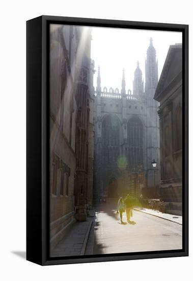 Kings College Chapel and the Entrance to Clare College Bathed in Bright Mid-Day Sunlight-Charlie Harding-Framed Stretched Canvas