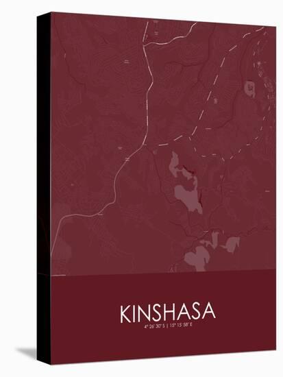 Kinshasa, Democratic Republic of the Congo Red Map-null-Stretched Canvas