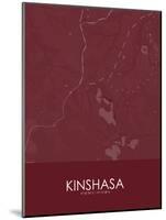 Kinshasa, Democratic Republic of the Congo Red Map-null-Mounted Poster