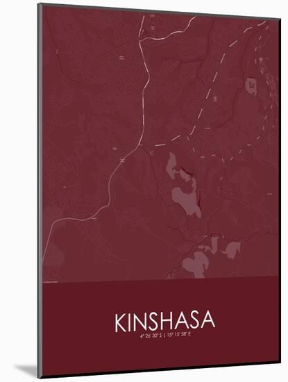 Kinshasa, Democratic Republic of the Congo Red Map-null-Mounted Poster