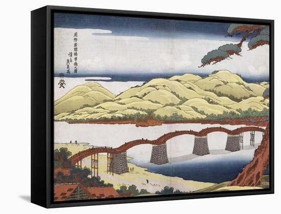 Kintai Bridge at Iwokuni in Suo Province-Ando Hiroshige-Framed Stretched Canvas