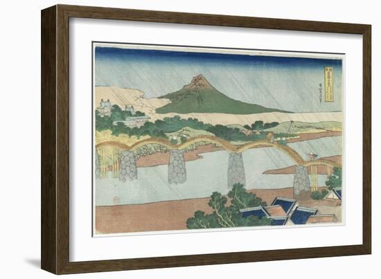 Kintai Bridge in Suo Province, 1833-1834-Katsushika Hokusai-Framed Giclee Print