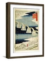 Kintai Bridge in the Snow, from the Series 'Shokoku Meisho Hyakkei'-Ando Hiroshige-Framed Giclee Print