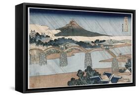 Kintai Bridge-Katsushika Hokusai-Framed Stretched Canvas