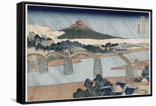 Kintai Bridge-Katsushika Hokusai-Framed Stretched Canvas