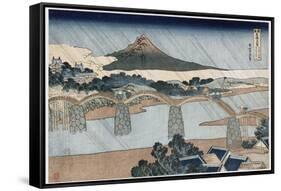 Kintai Bridge-Katsushika Hokusai-Framed Stretched Canvas