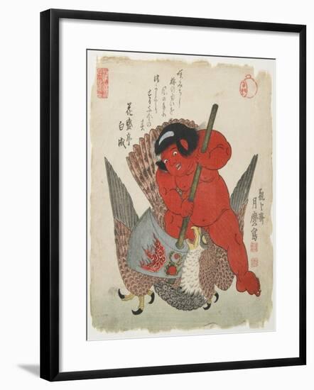 Kintaro Fighting with an Eagle-Kitagawa Tsukimaro-Framed Giclee Print