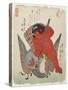 Kintaro Fighting with an Eagle-Kitagawa Tsukimaro-Stretched Canvas