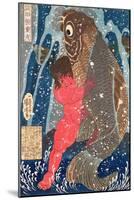 Kintoki Swims up the Waterfall-Kuniyoshi Utagawa-Mounted Giclee Print