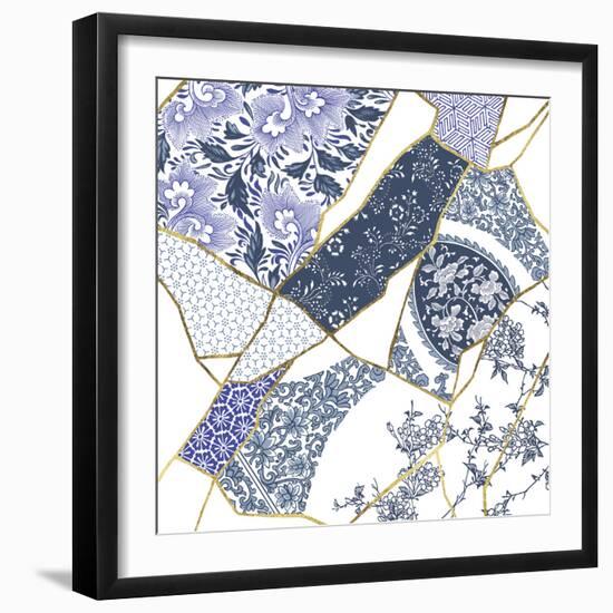 Kintsugi - Periwinkle Patches-Maja Gunnarsdottir-Framed Giclee Print