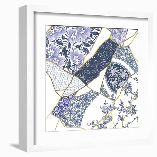 Kintsugi - Periwinkle Patches-Maja Gunnarsdottir-Framed Giclee Print