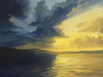 An Oil Painting on Canvas of a Dramatic High Contrast Sunset Sea View. A Battle between the Warm Li-Kiril Stanchev-Framed Art Print