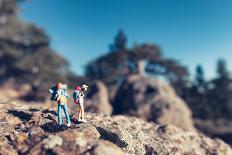 Miniature Hikers with Backpacks-Kirill_M-Framed Photographic Print