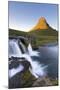 Kirkjufell Mountain and Kirkjufoss Waterfall at sunset, Snaefellsnes Peninsula, Iceland, Polar Regi-Miles Ertman-Mounted Photographic Print