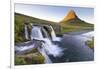 Kirkjufell Mountain and Kirkjufoss Waterfall at sunset, Snaefellsnes Peninsula, Iceland, Polar Regi-Miles Ertman-Framed Photographic Print