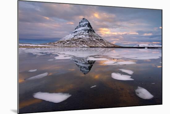 Kirkjufell Mountain at Dawn with Ice in Foreground, Snaefellsnes Peninsula, Iceland, January 2014-Ben Hall-Mounted Photographic Print