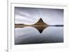 Kirkjufell Mountain reflects itself on the Atlantic waters in Snaefellsnes peninsula, Western Icela-ClickAlps-Framed Photographic Print