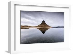 Kirkjufell Mountain reflects itself on the Atlantic waters in Snaefellsnes peninsula, Western Icela-ClickAlps-Framed Photographic Print