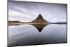 Kirkjufell Mountain reflects itself on the Atlantic waters in Snaefellsnes peninsula, Western Icela-ClickAlps-Mounted Photographic Print