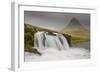 Kirkjufellsfoss on a cloudy day on the Snaefellsness Peninsula, Iceland, Polar Regions-Jon Reaves-Framed Photographic Print