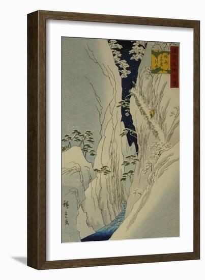 Kiso Gorge in New Snow-Ando Hiroshige-Framed Giclee Print