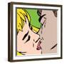 Kiss. Closeup. Illustration in Pop-Art Style, Raster Version.-pashabo-Framed Art Print