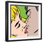 Kiss. Closeup. Illustration in Pop-Art Style, Raster Version.-pashabo-Framed Art Print