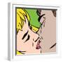 Kiss. Closeup. Illustration in Pop-Art Style, Raster Version.-pashabo-Framed Art Print