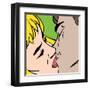 Kiss. Closeup. Illustration in Pop-Art Style, Raster Version.-pashabo-Framed Art Print