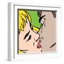 Kiss. Closeup. Illustration in Pop-Art Style, Raster Version.-pashabo-Framed Art Print