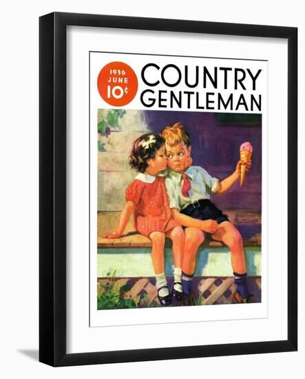 "Kiss for Ice Cream," Country Gentleman Cover, June 1, 1936-Henry Hintermeister-Framed Giclee Print