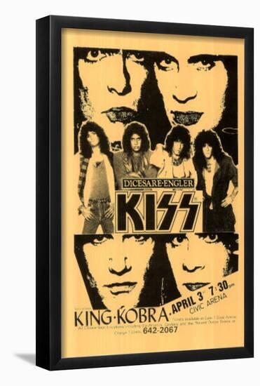 Kiss & King Kobra concert tour Music Poster-null-Framed Poster