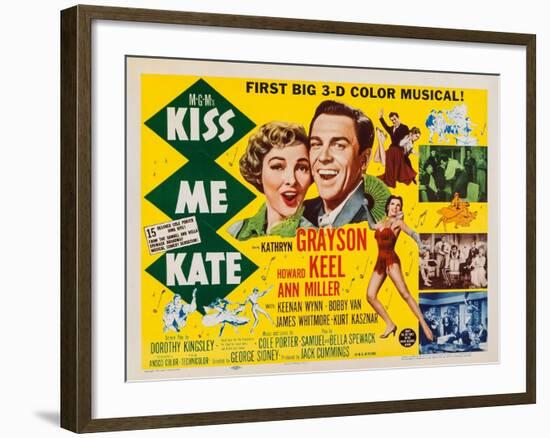 Kiss Me Kate, Top from Left: Kathryn Grayson, Howard Keel; Below: Ann Miller, 1953-null-Framed Art Print