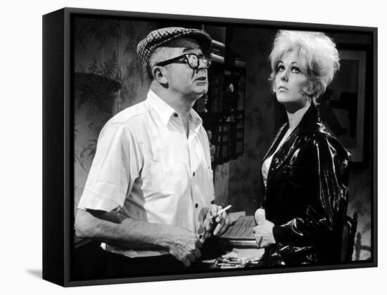 KISS ME STUPID, 1964 directed by BIILY WILDER On the set, Billy Wilder and Kim Novak (b/w photo)-null-Framed Stretched Canvas