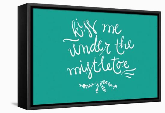 Kiss me under the mistletoe-Lantern Press-Framed Stretched Canvas