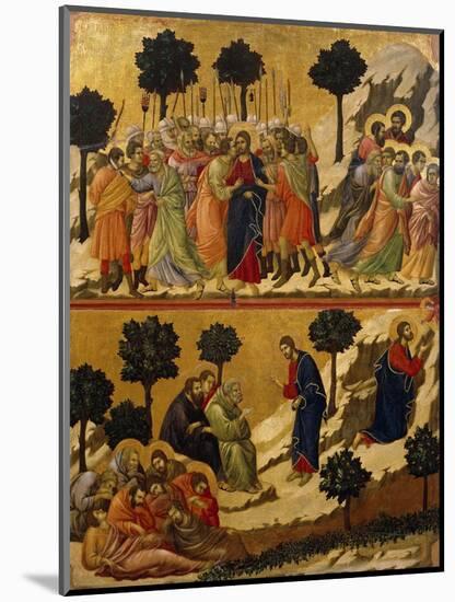 Kiss of Judas, and Prayer on Mount of Olives-Duccio Di buoninsegna-Mounted Giclee Print