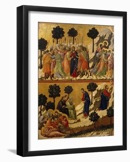 Kiss of Judas, and Prayer on Mount of Olives-Duccio Di buoninsegna-Framed Giclee Print