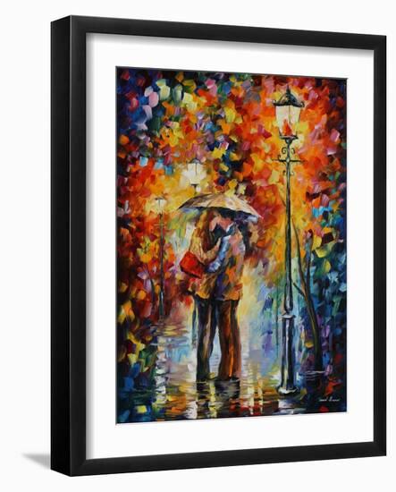 Kiss Under the Rain-Leonid Afremov-Framed Art Print